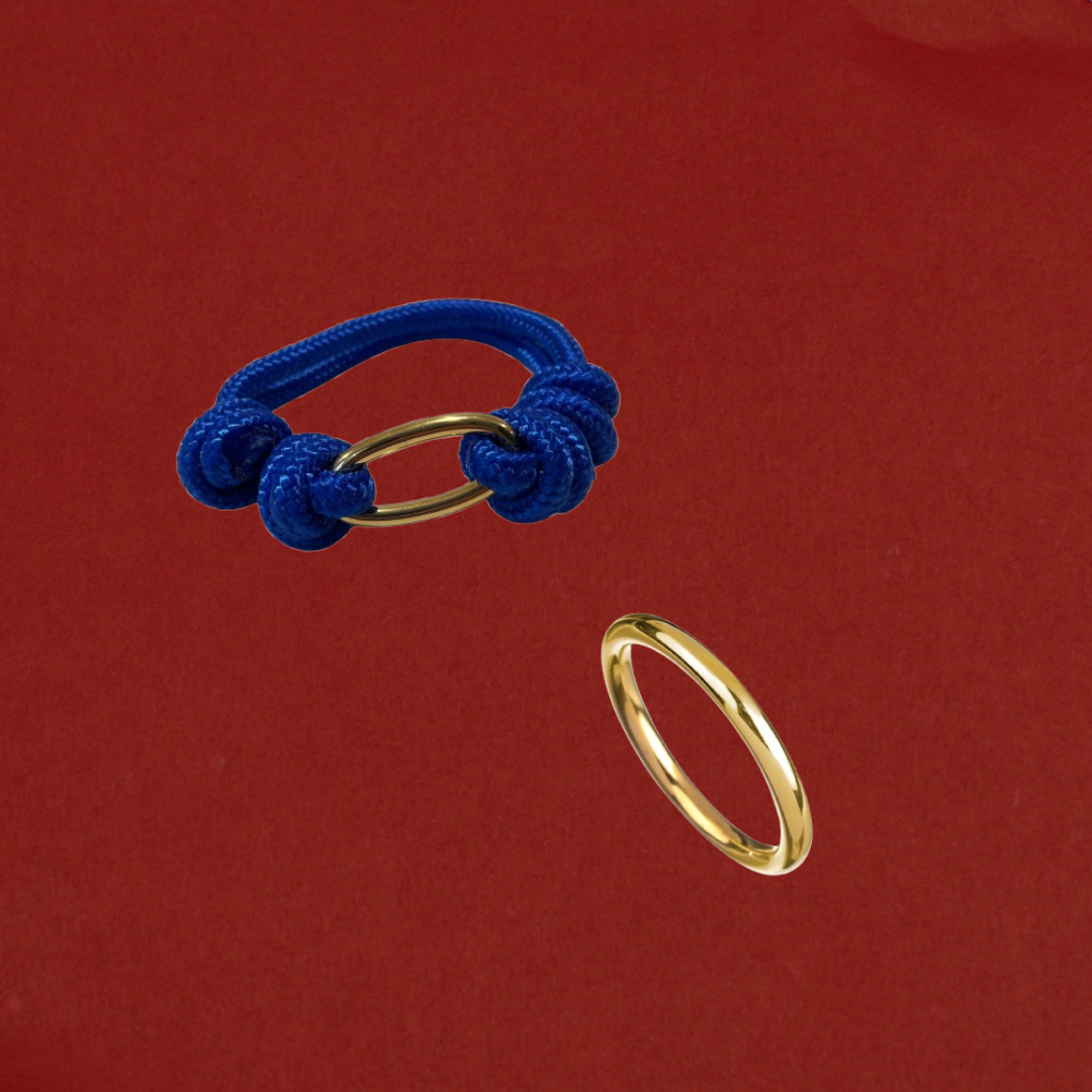 PULSERA FIONA AZUL + PULSERA SABINA ORO