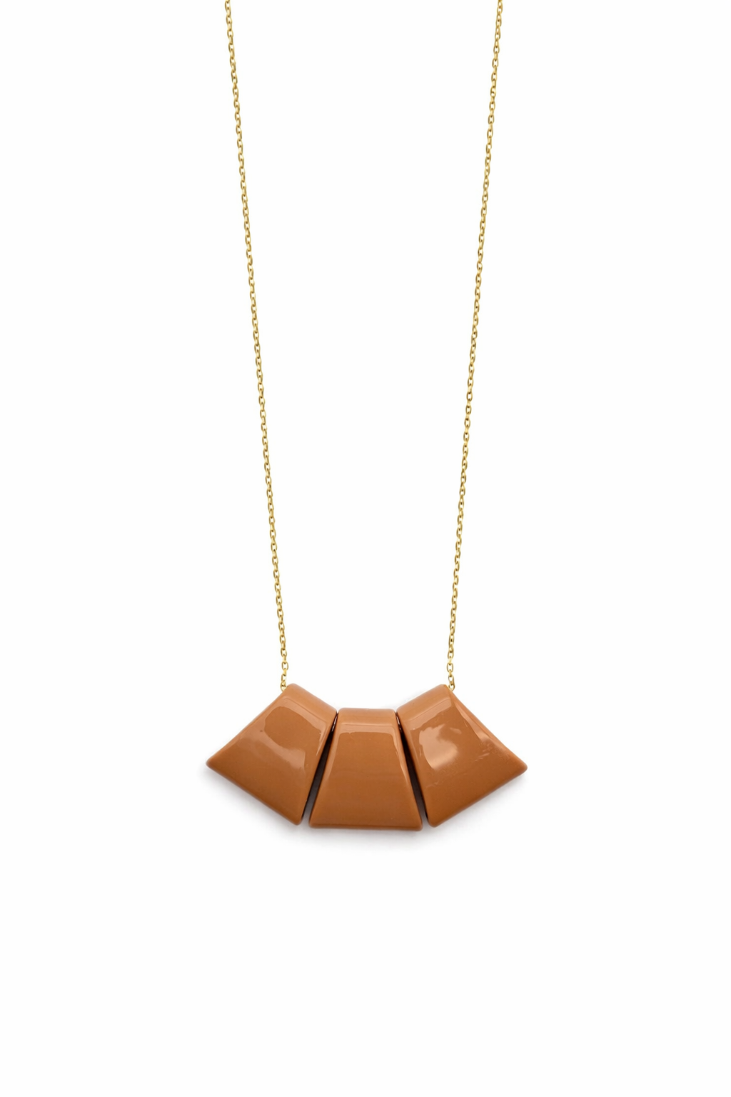 COLLAR LARGO ABANICO MARRÓN