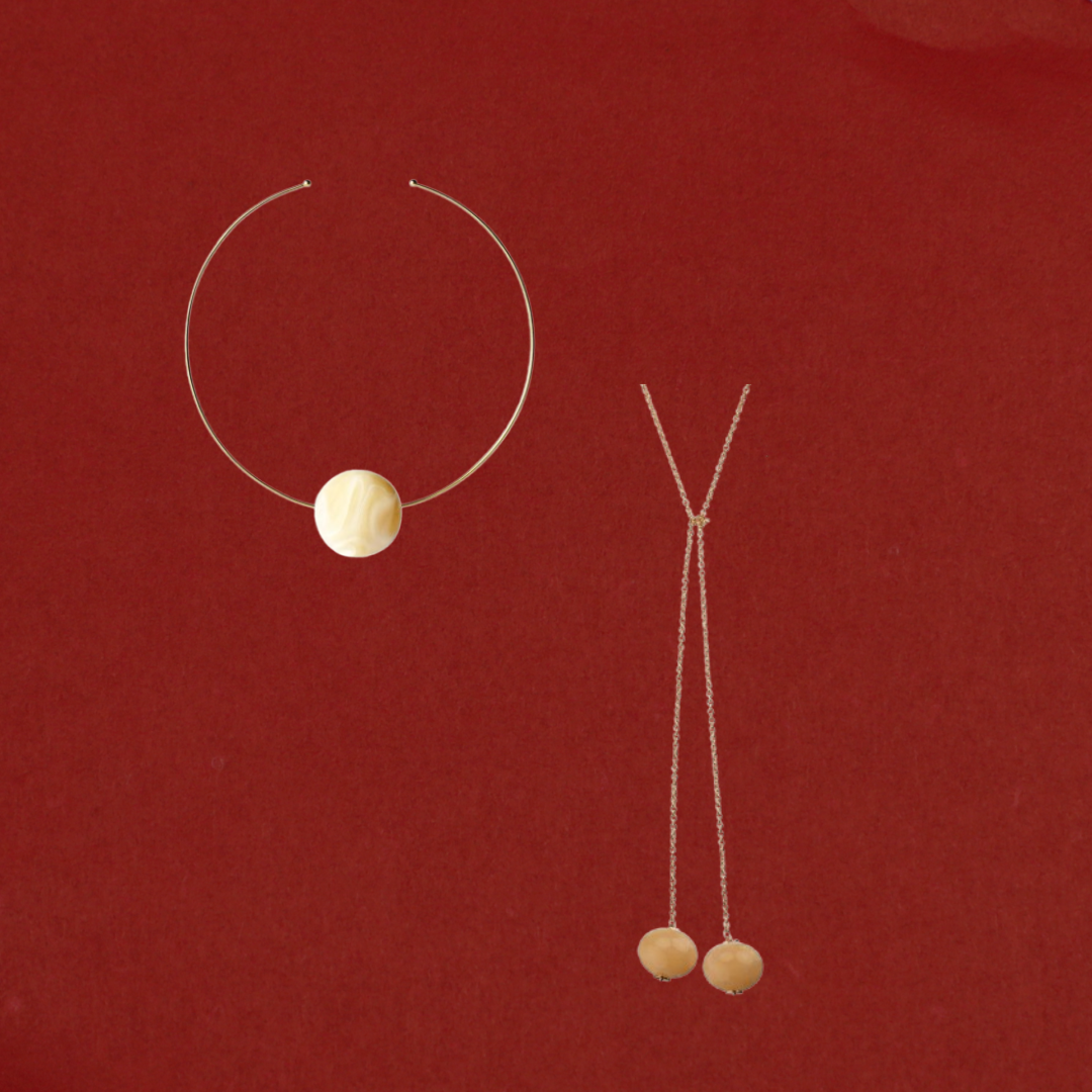 COLLAR LOTA MARTE BEIGE + COLLAR AMAZONAS BEIGE