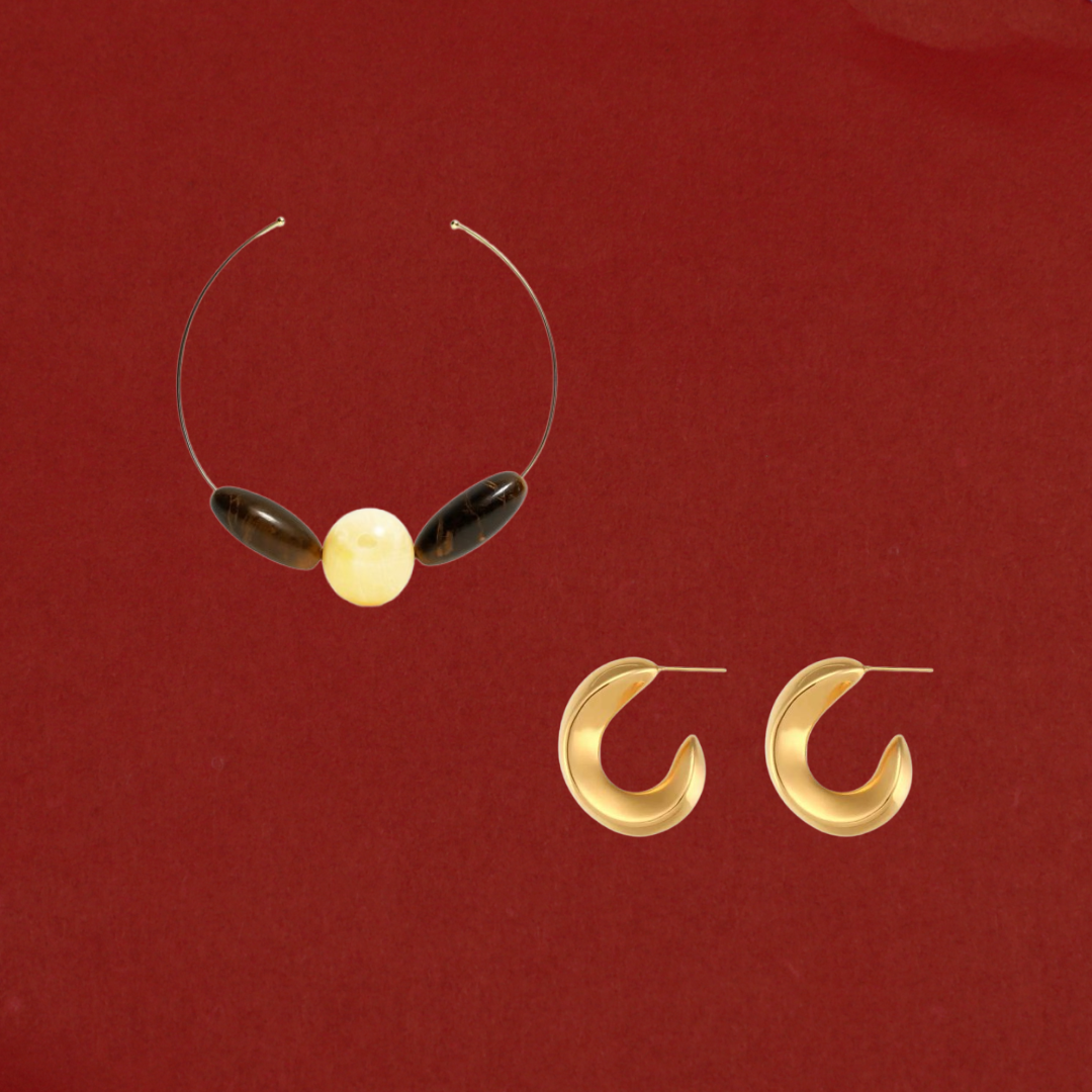 COLLAR LOTA MARTE TRIPLE + PENDIENTE MAFI